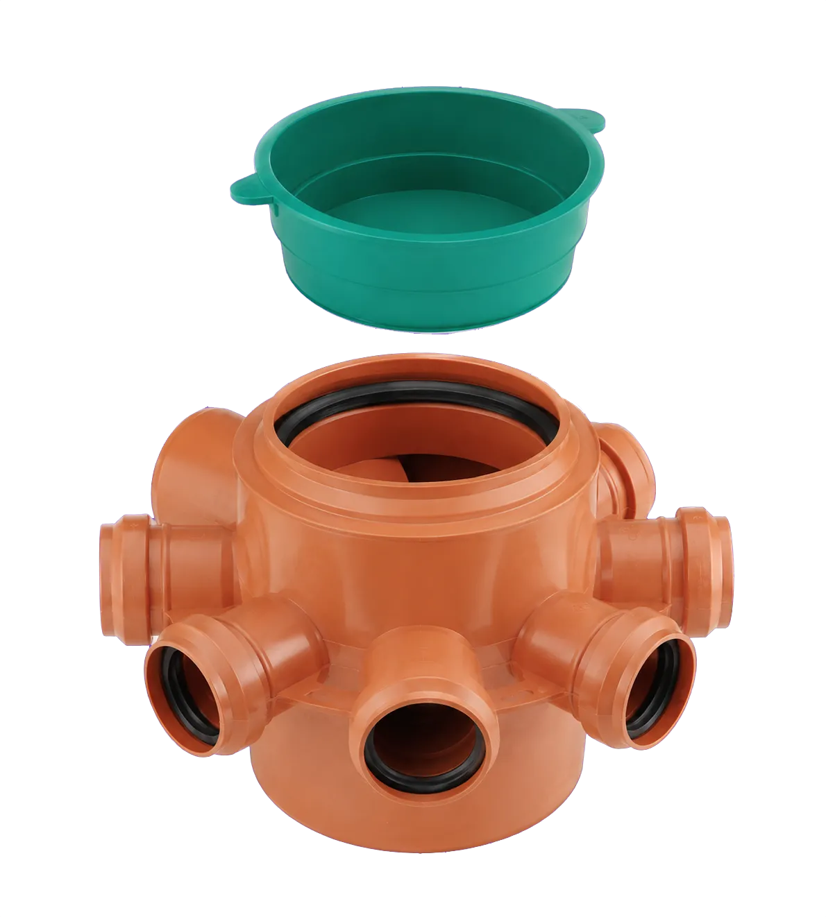 Pileta de patio poliangular con O-ring y sifón desmontable 7 entradas