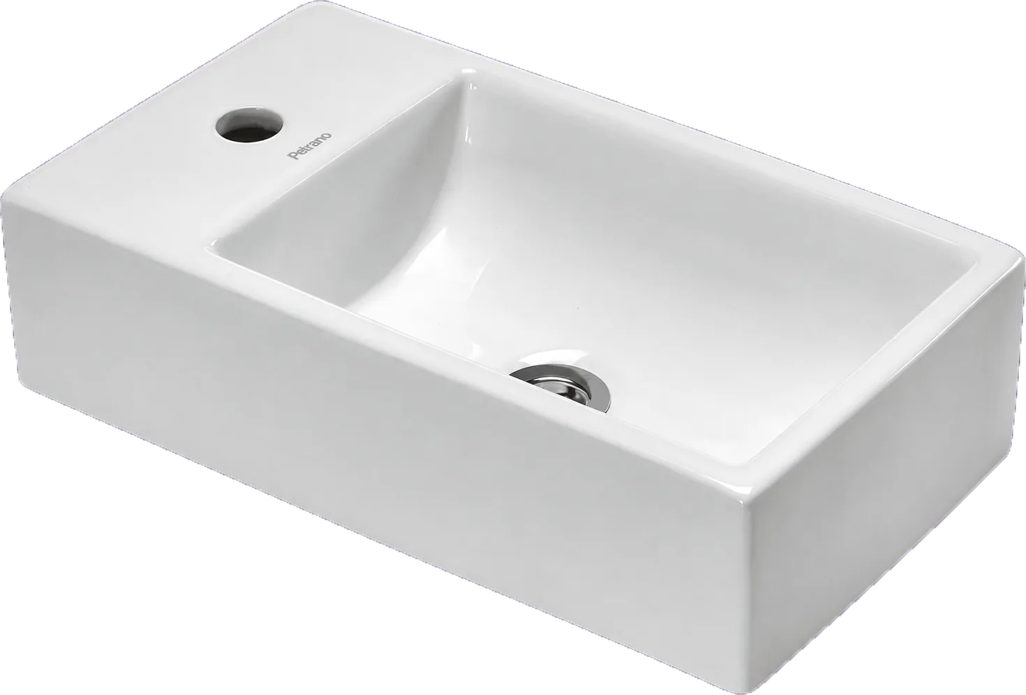 Bacha de apoyar rectangular blanca